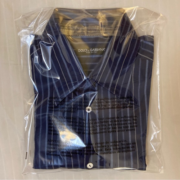 Dolce & Gabbana navy blue striped long sleeve collared dress shirt sz L 👔 - Picture 14 of 14